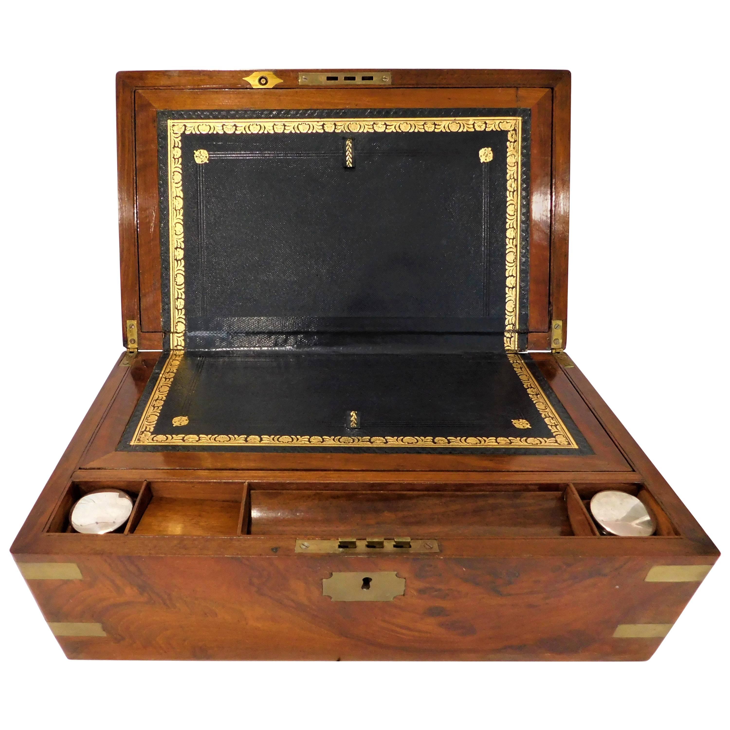 Military Style Victorian Lap Desk Writing Slope Box, circa 1850