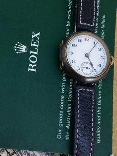 Military WWI c1916 Rolex Mens' Watch with Very Rare Gun Metal 30mm Hinged Case