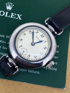 Military WWI c1918 S/Silver Trench Rolex Officer's Watch w Hinged Stockwell Case