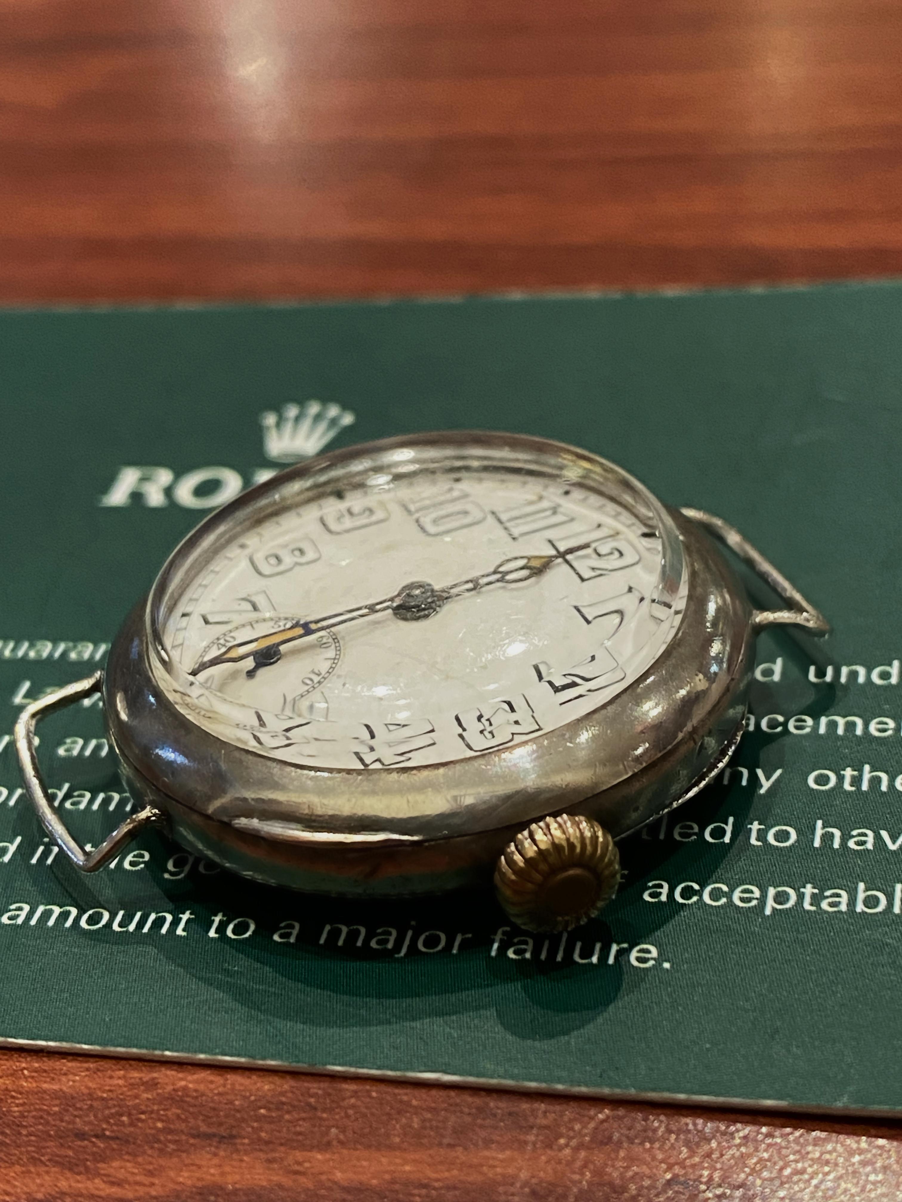 Men's Military WWI Trench Rolex W&D c1916 S/Silver Large 35mm Hinged Case Mens’ Watch