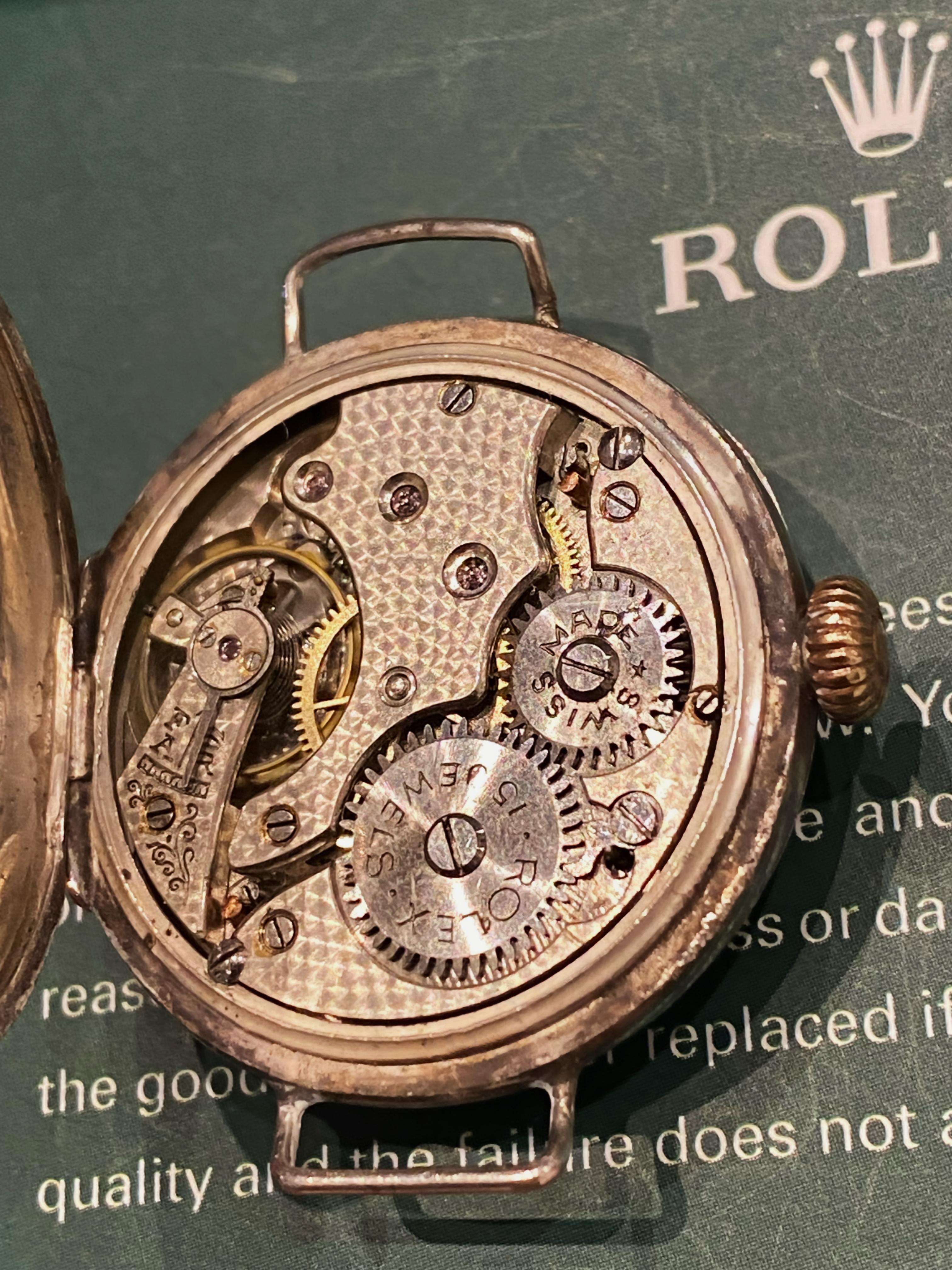 Military WWI Trench Rolex W&D c1916 S/Silver Large 35mm Hinged Case Mens’ Watch 3
