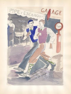 Vintage "La Marche" pochoir for Les Joies du Sport