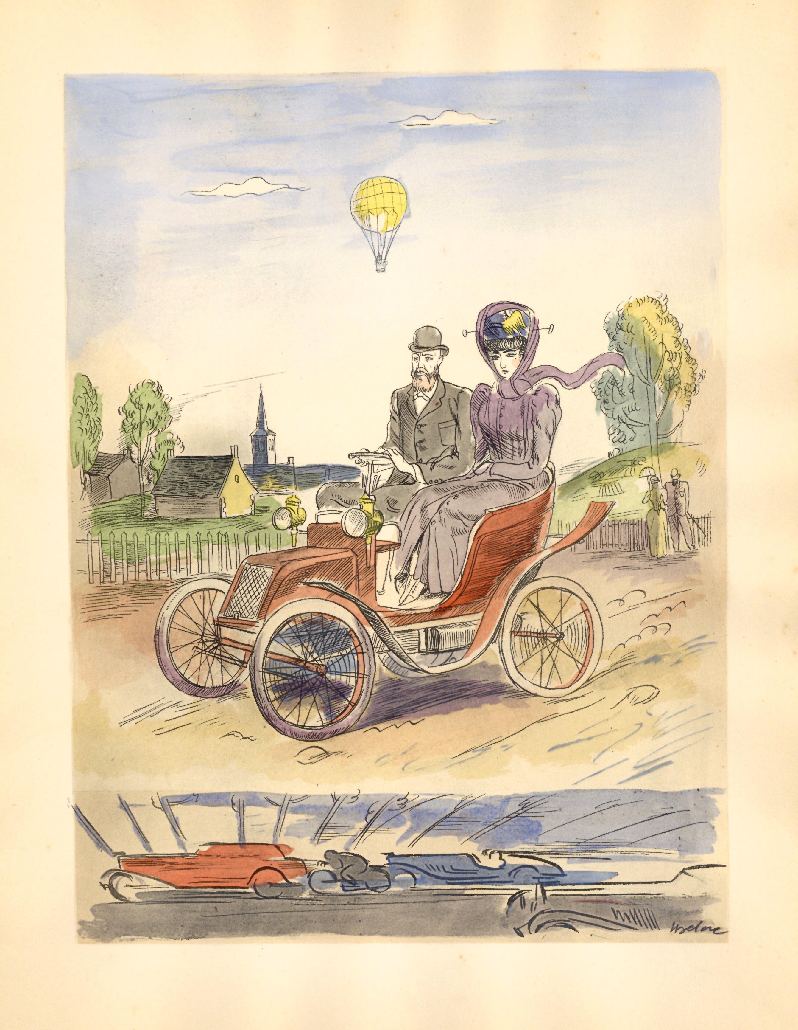 "L'Automobile" pochoir for Les Joies du Sport - Print by Milivoy Uzelac