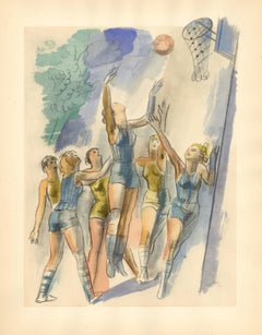 Vintage "Le Basket-Ball" pochoir for Les Joies du Sport