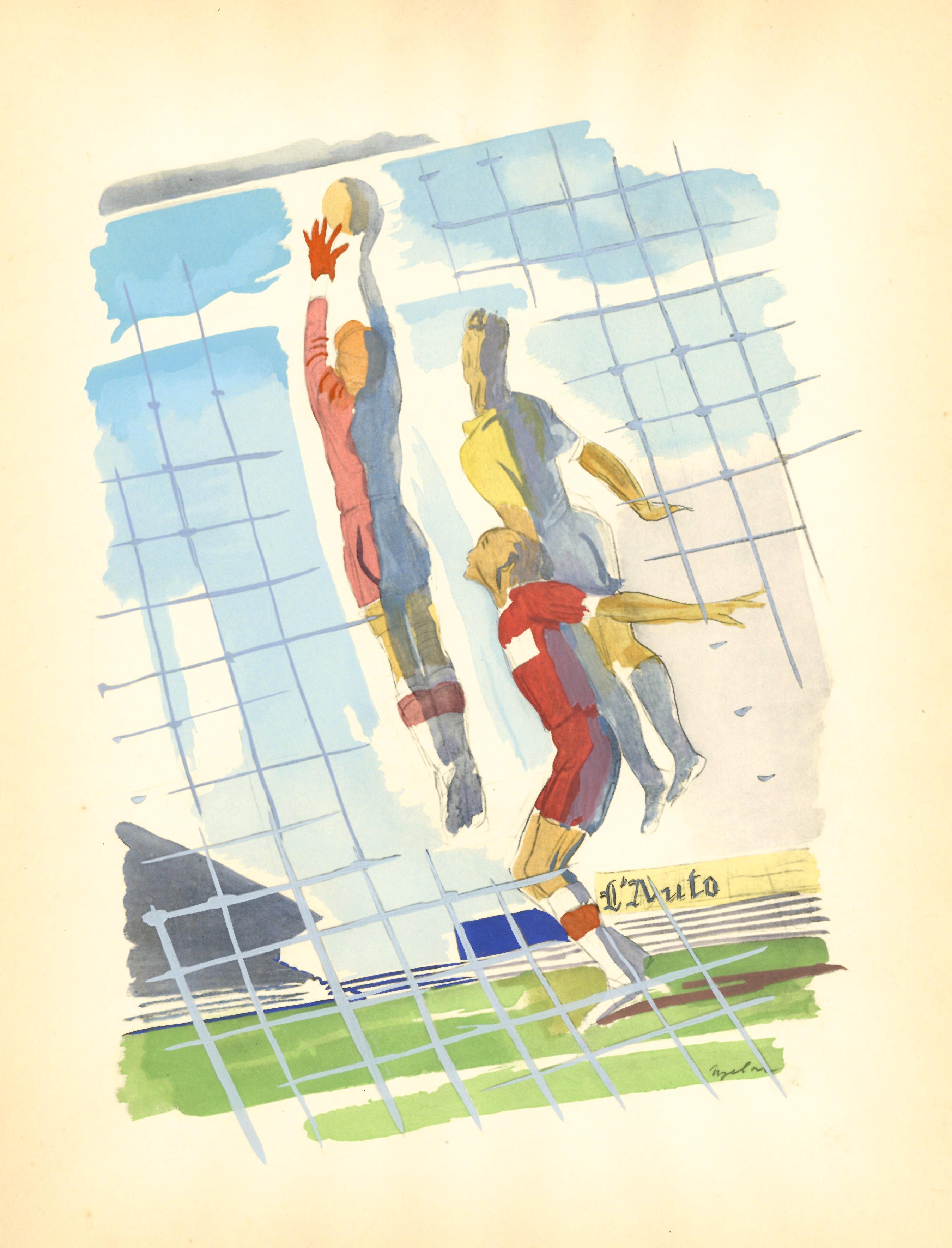 "Le Football" pochoir for Les Joies du Sport - Soccer - Print by Milivoy Uzelac