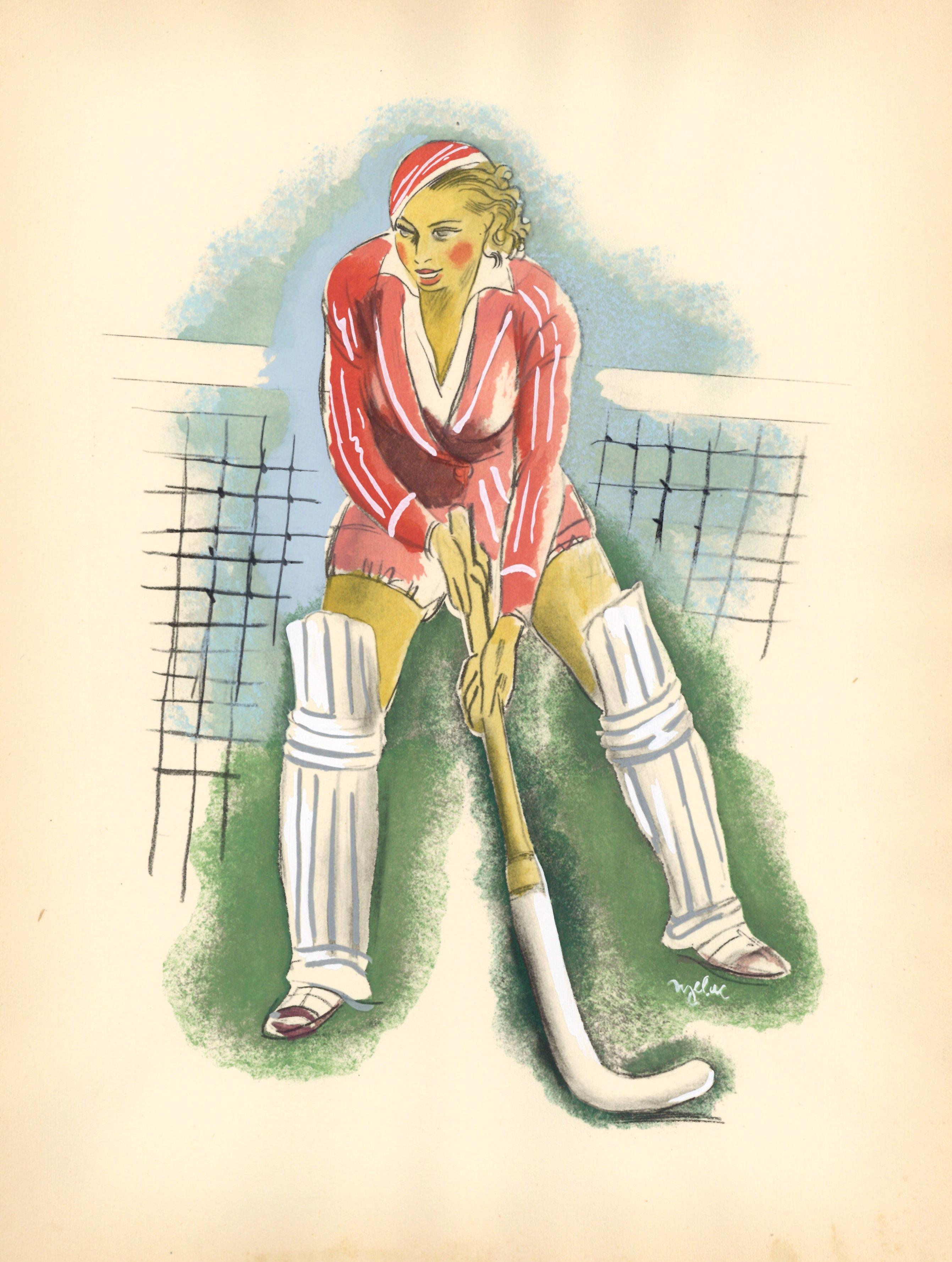 Pochoir „Le Hockey“ für Les Joies du Sport – Print von Milivoy Uzelac