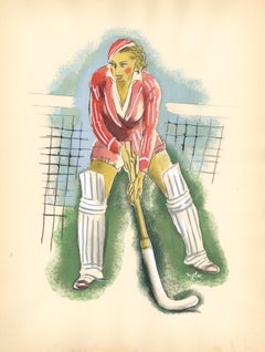 Vintage "Le Hockey" pochoir for Les Joies du Sport