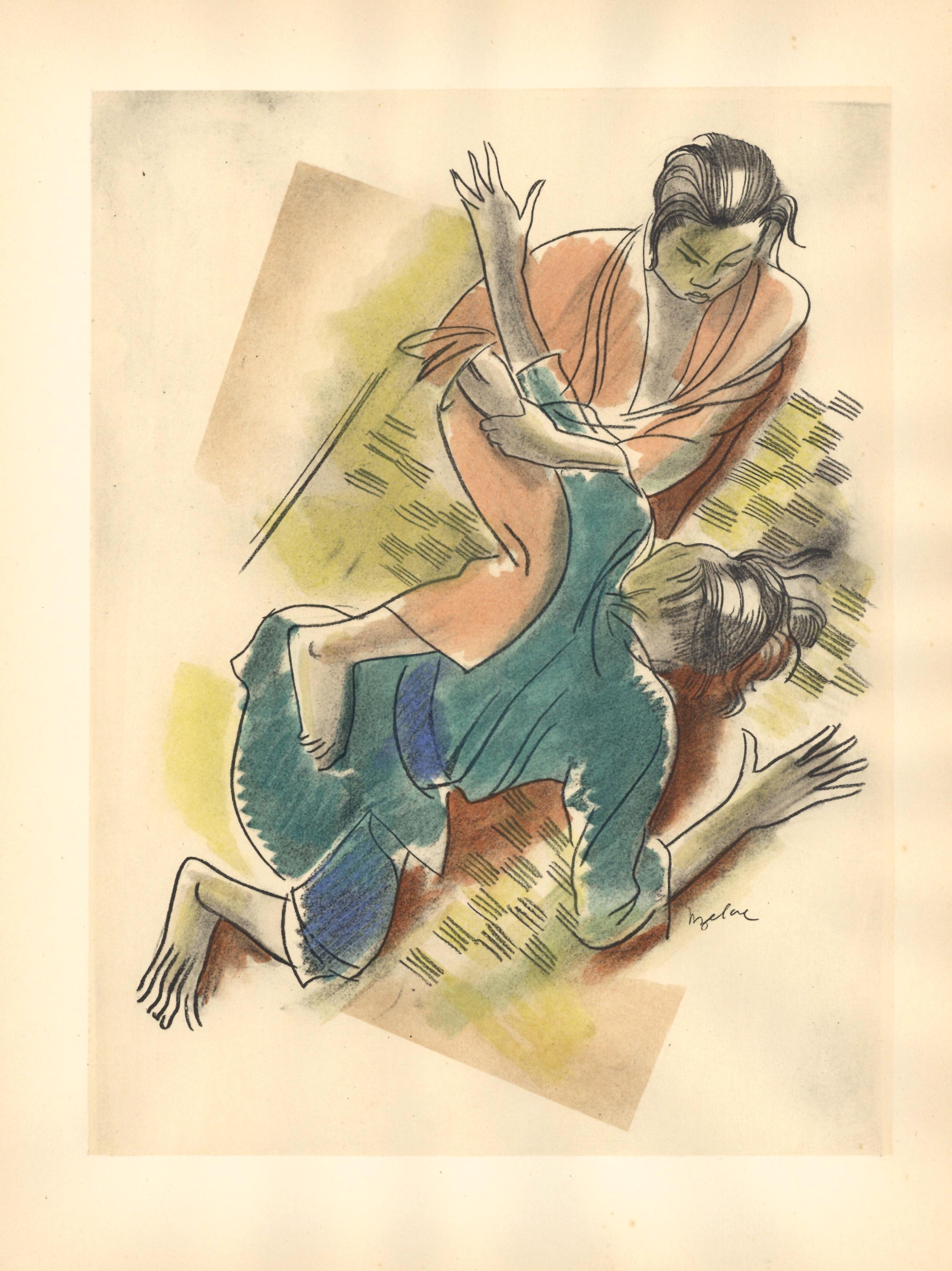 Pochoir „Le Jiu-Jitsu“ für Les Joies du Sport – Print von Milivoy Uzelac