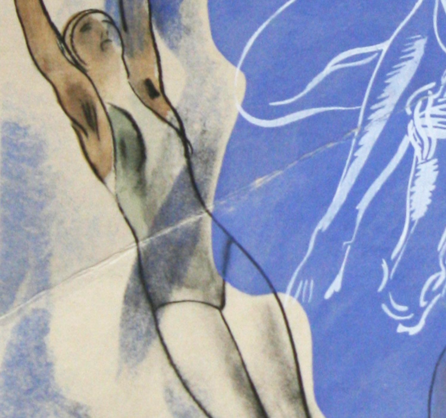 Polo in Wasserblau (Grau), Figurative Print, von Milivoy Uzelac