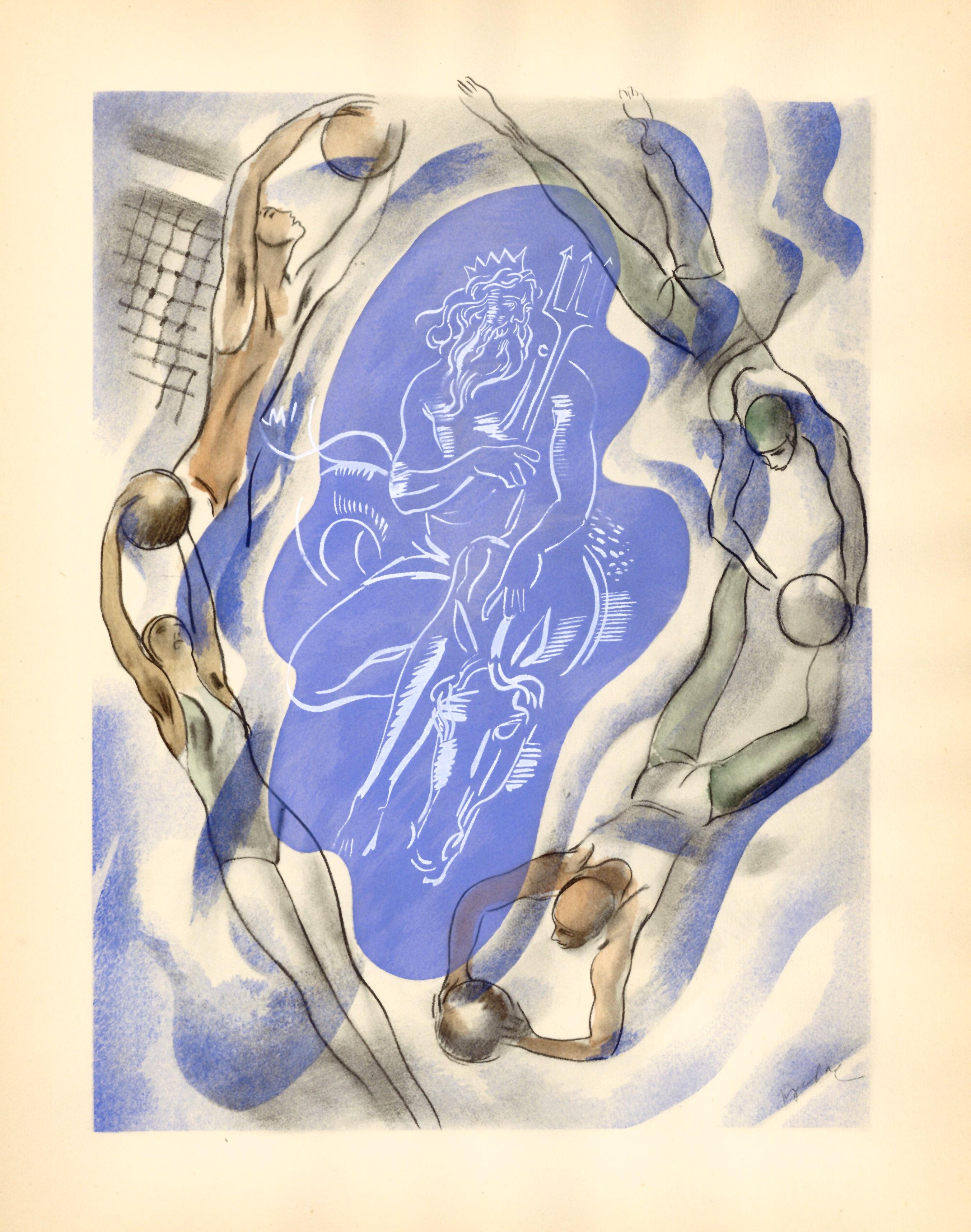 "Le Water-Polo" pochoir for Les Joies du Sport - Print by Milivoy Uzelac