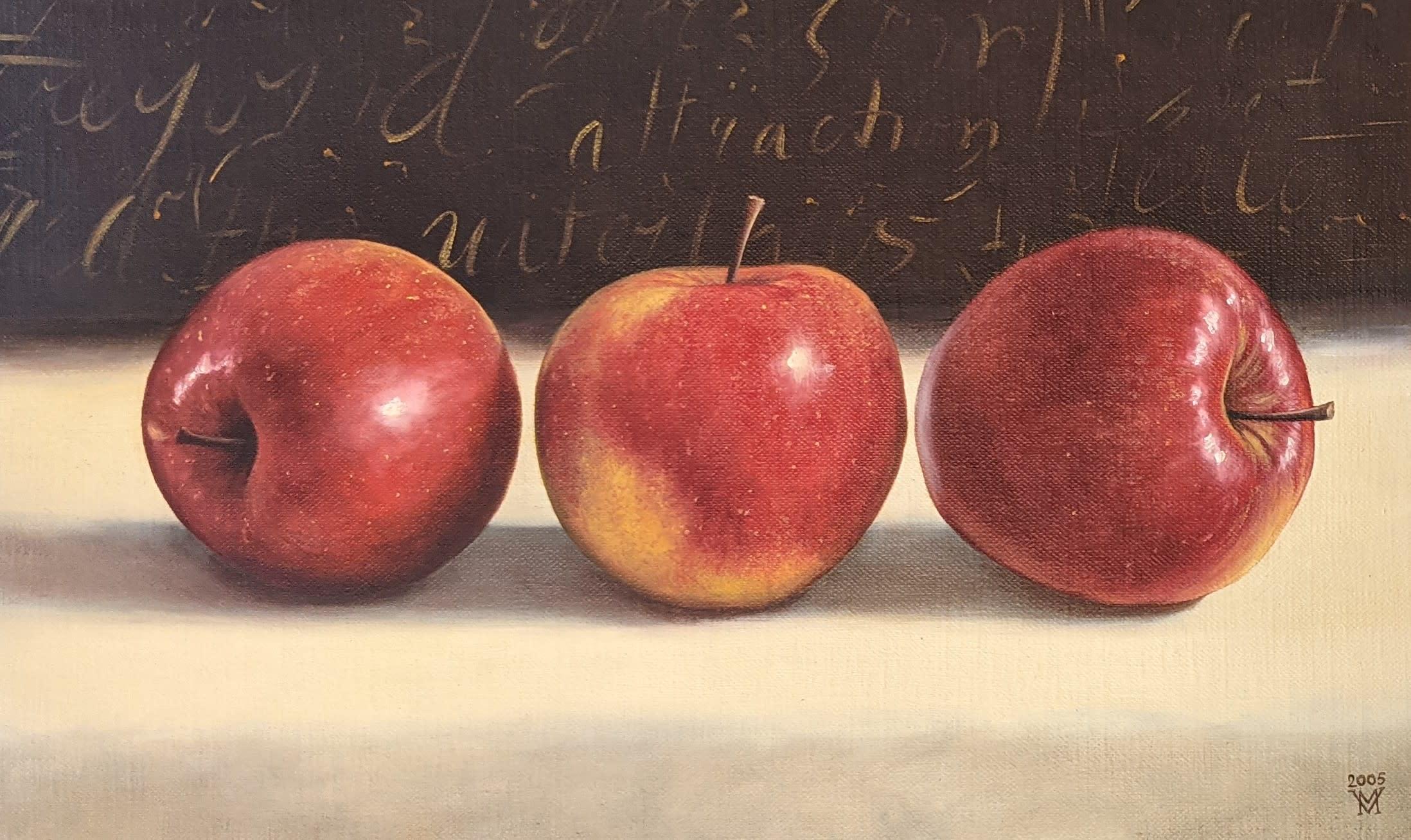 Miljan Vasiljevic Still-Life Painting – Drei rote Äpfel