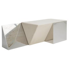Miljevina Bench Large in Mirror-Polished Stainless Steel and Upholstery