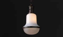 Milk and Etched Glass Church Pendant, Germany circa 1910