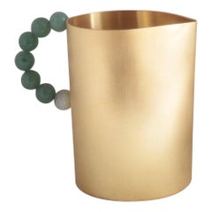 Contemporary Gold Plated Green Quartz Stone Milk Container by Natalia Criado