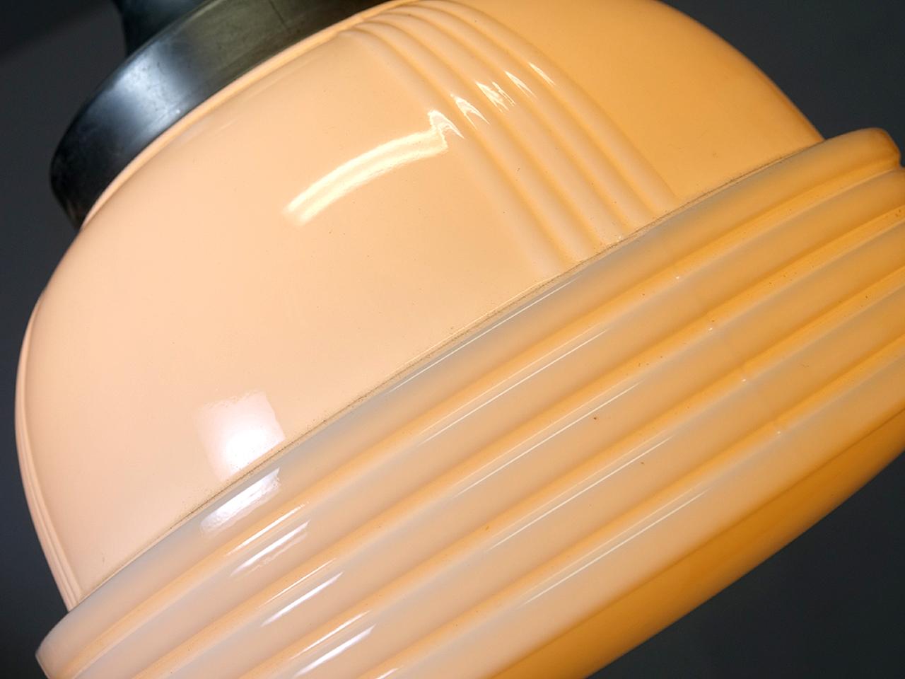 American Milk Glass Art Deco Flush Mount Lamps