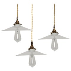 Milk Glass Ceiling Pendants Set of Three