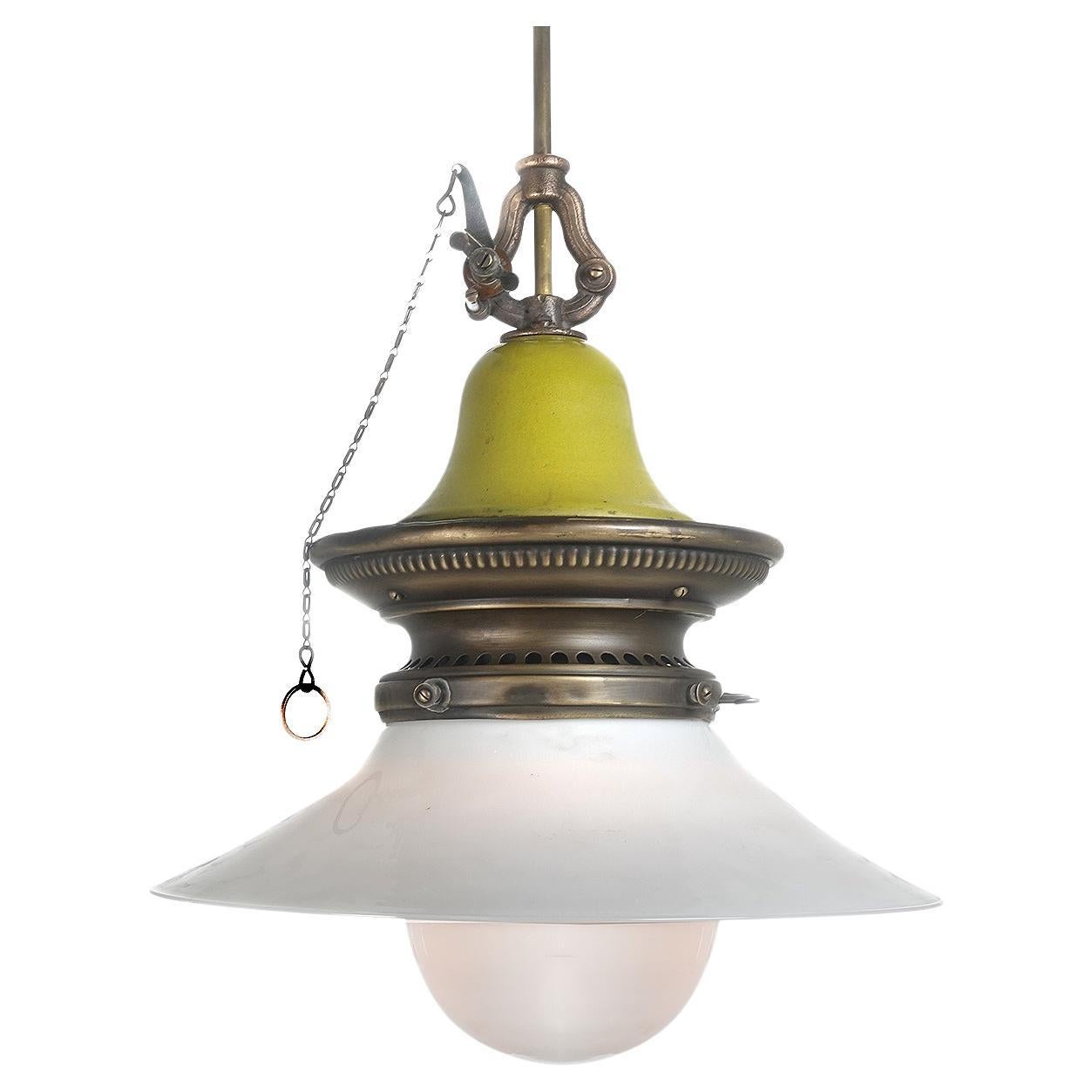 Milk Glass Double Shade Humphrey Gas Lamp Pendent