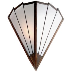 Milk Glass Paneled Art Deco Sconces