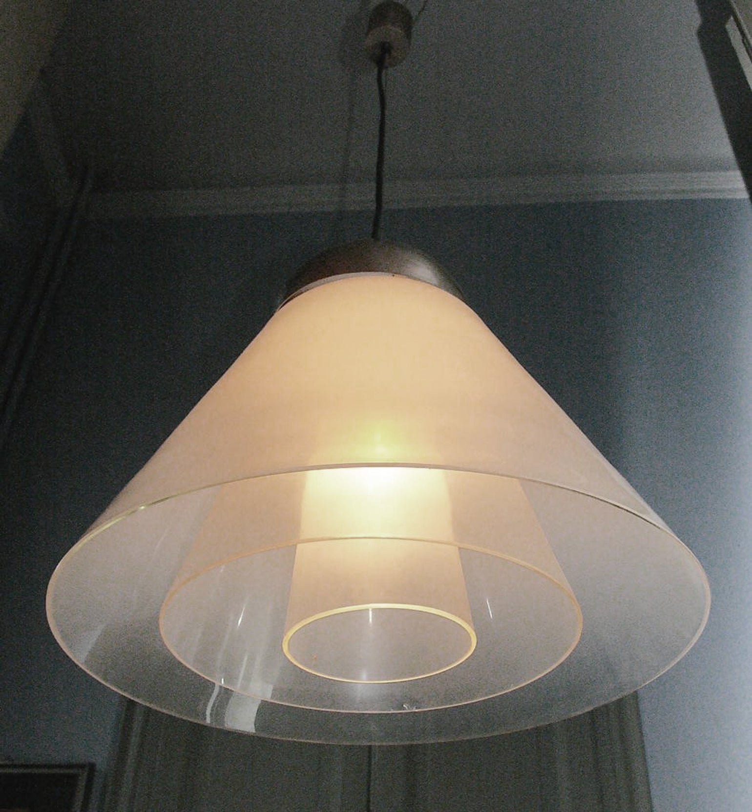 Minimalist Carlo Nason Milk Glass Pendant for Mazzega Venice, 1970's For Sale