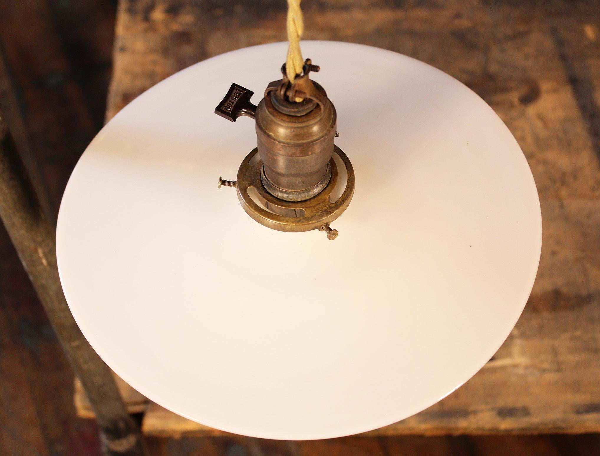 Industrial Milk Glass Pendant Light