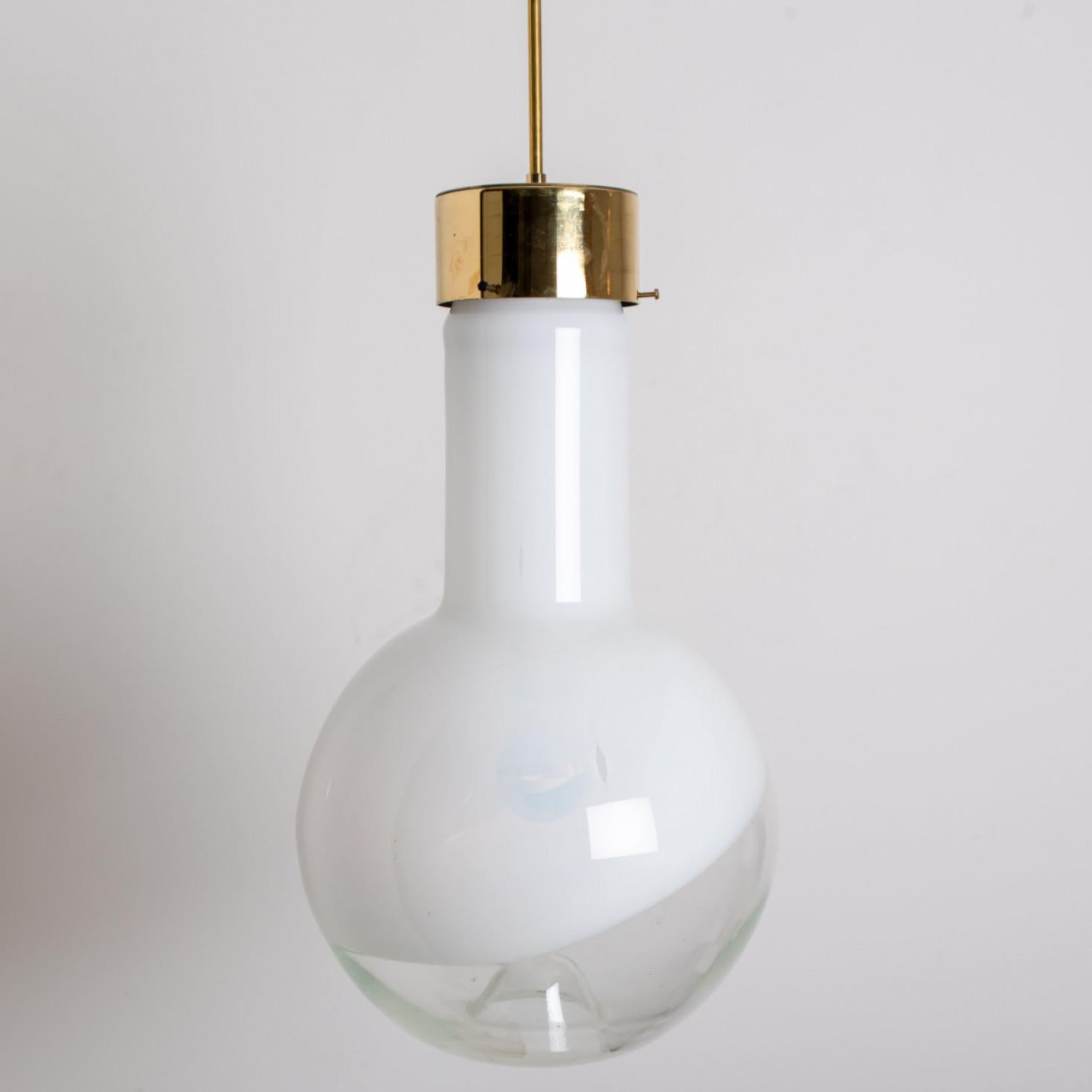 Scandinavian Modern Milk Glass Pendant Lights by Harrachov, 1970s For Sale