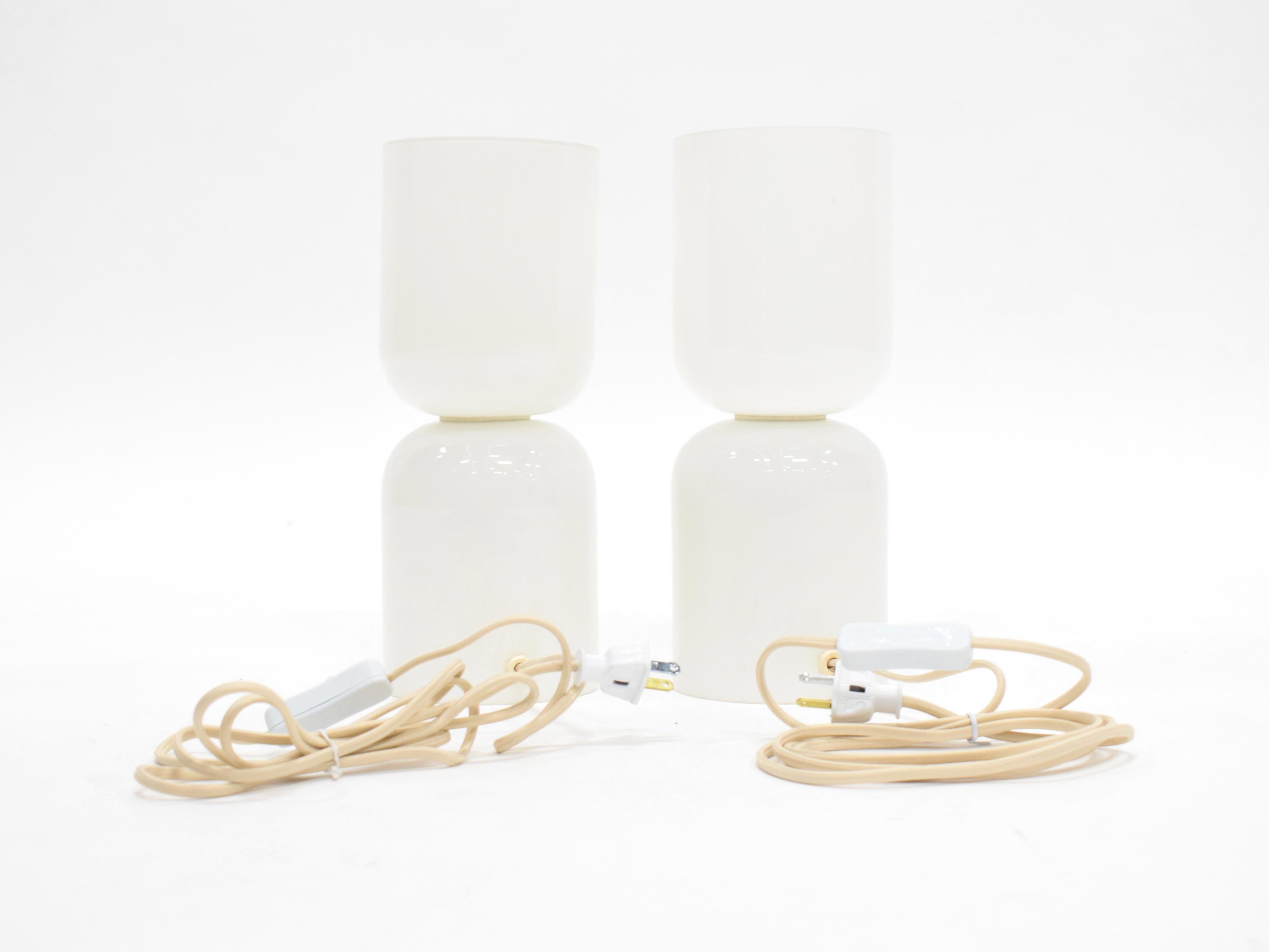 20th Century Milk Glass Table Lamps, Mid-Century Modern For Sale