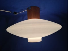 Milk Glass Ufo Form Flush  Mount Chandelier by Luxus of Sweden
