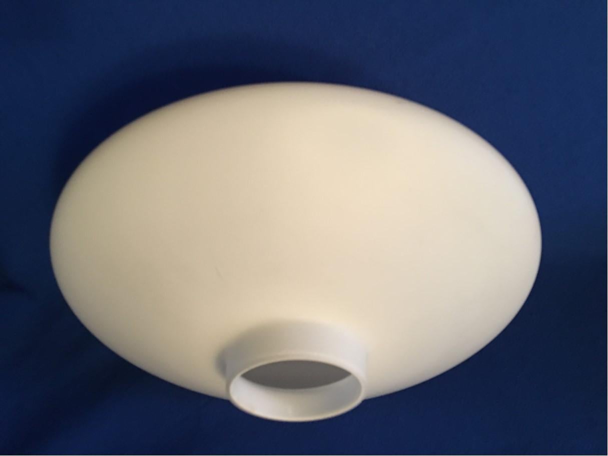 Milk Glass Ufo Form Flush  Mount Chandelier by Luxus of Sweden In Good Condition For Sale In Frisco, TX