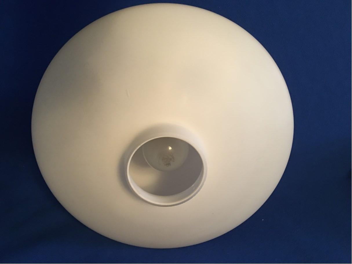 Mid-20th Century Milk Glass Ufo Form Flush  Mount Chandelier by Luxus of Sweden For Sale