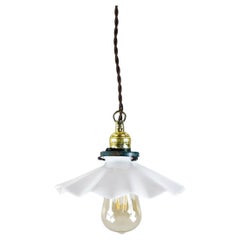 Milk Glass Vintage Industrial Pendant Light 14