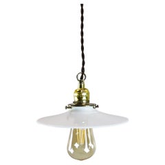 Industrielle Vintage-Pendelleuchte aus Milchglas, Vintage 5