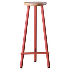 Milk Medium Stool in Beech Seat with Marsala Red Legs by Paolo Cappello