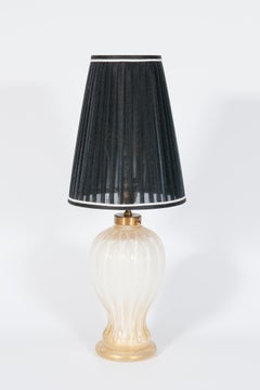 Milk White Italian Table Lamp with 24-Karat Gold in blown Murano glass, 1970s