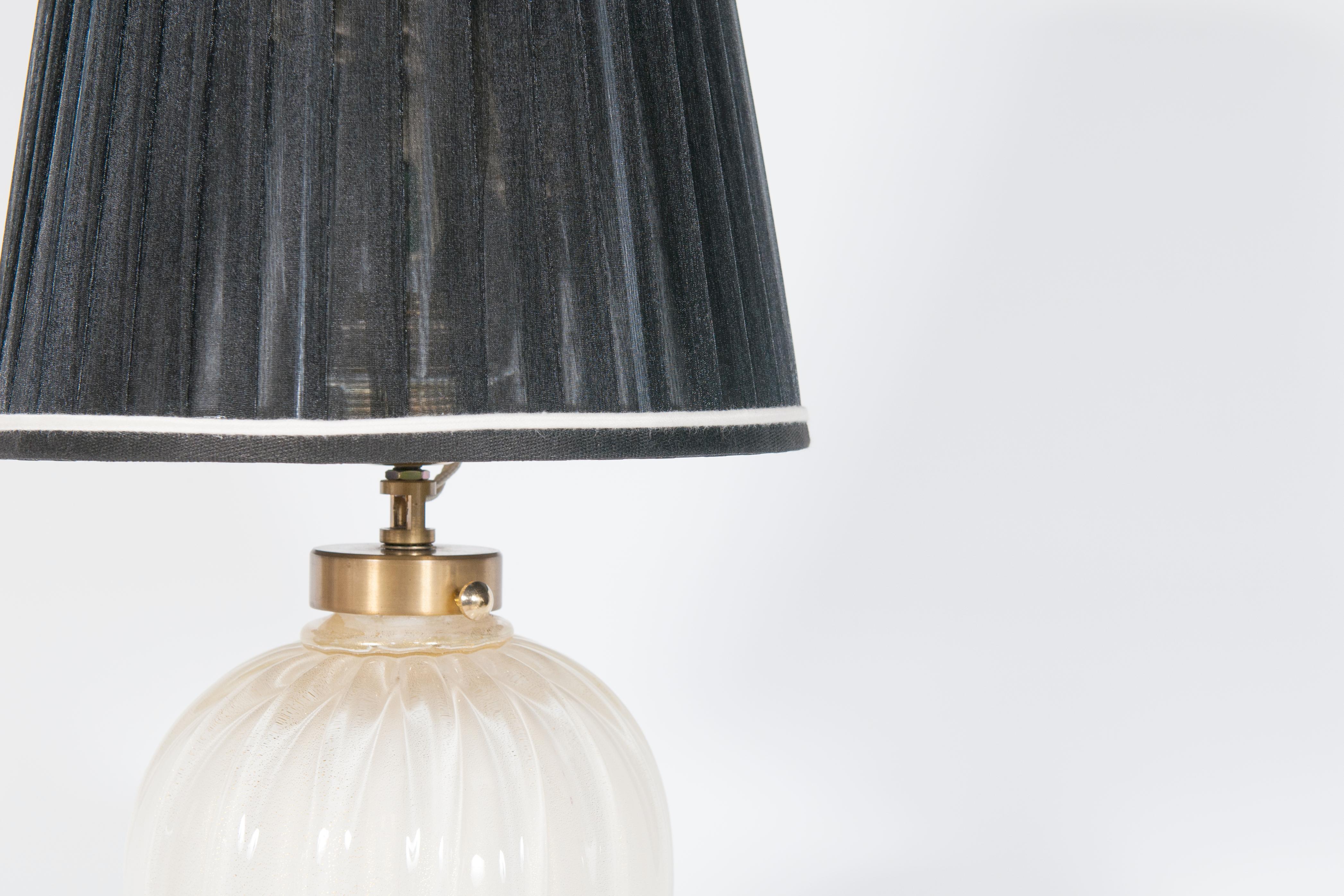 Hand-Crafted Milk White Italian Table Lamp with 24-Karat Gold in blown Murano glass, 1970s For Sale