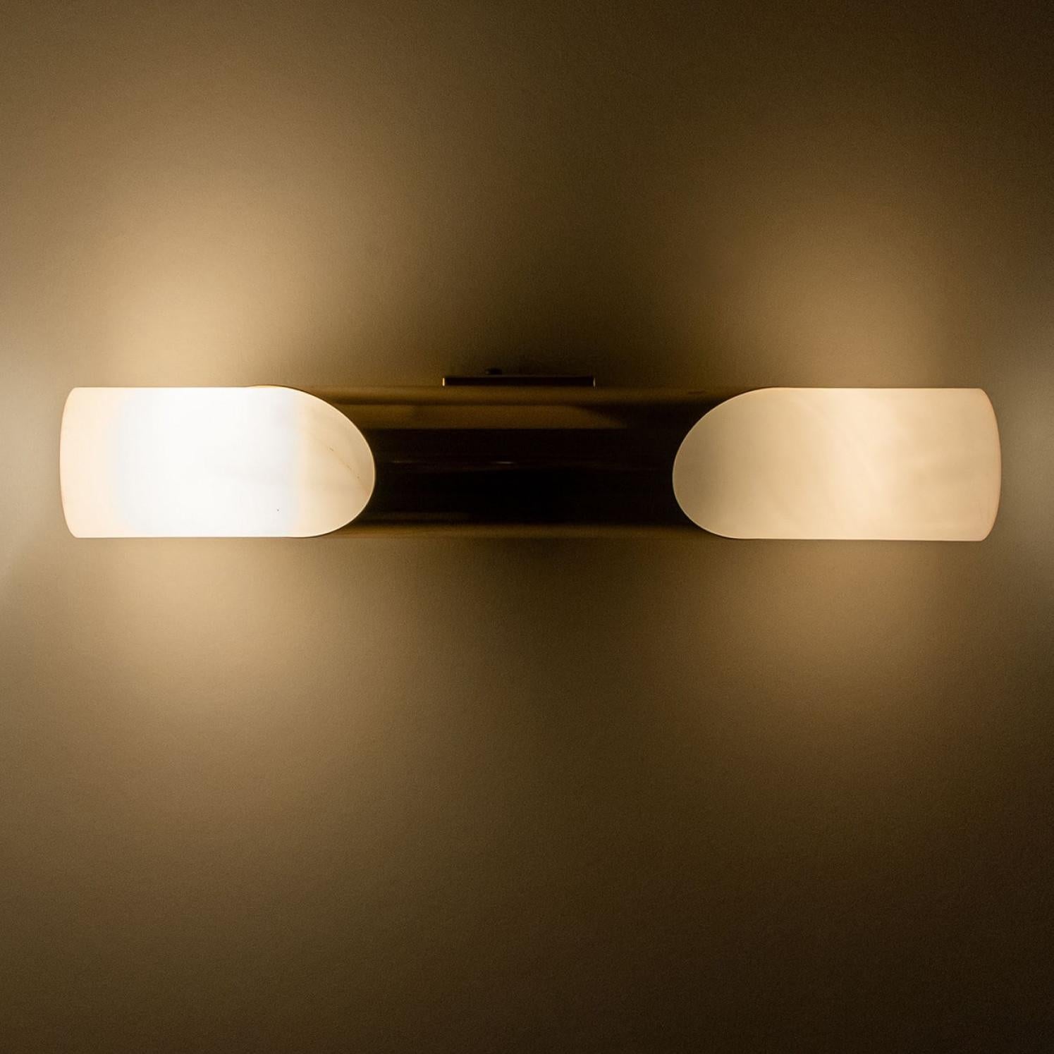 Milkglass and Brass Wall Sconces, 1970s For Sale 6