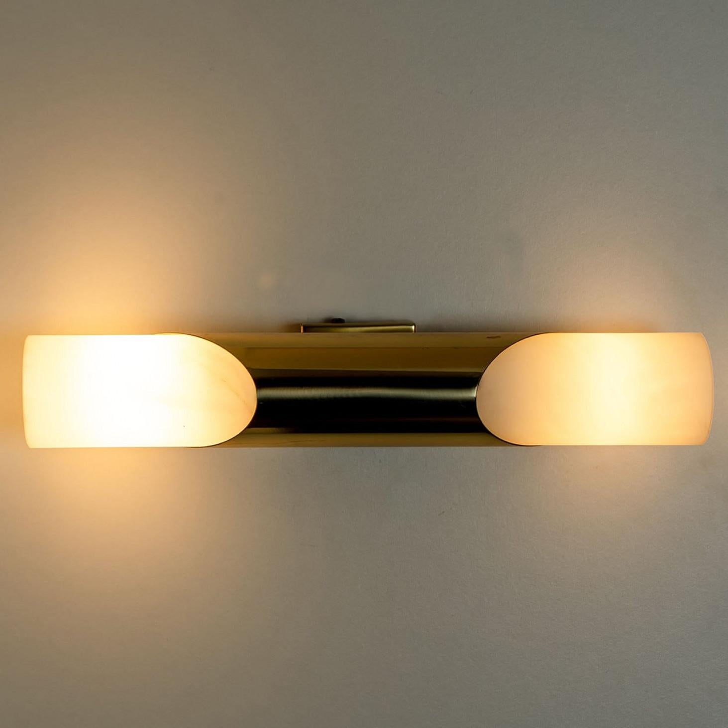 Other Milkglass and Brass Wall Sconces, 1970s For Sale