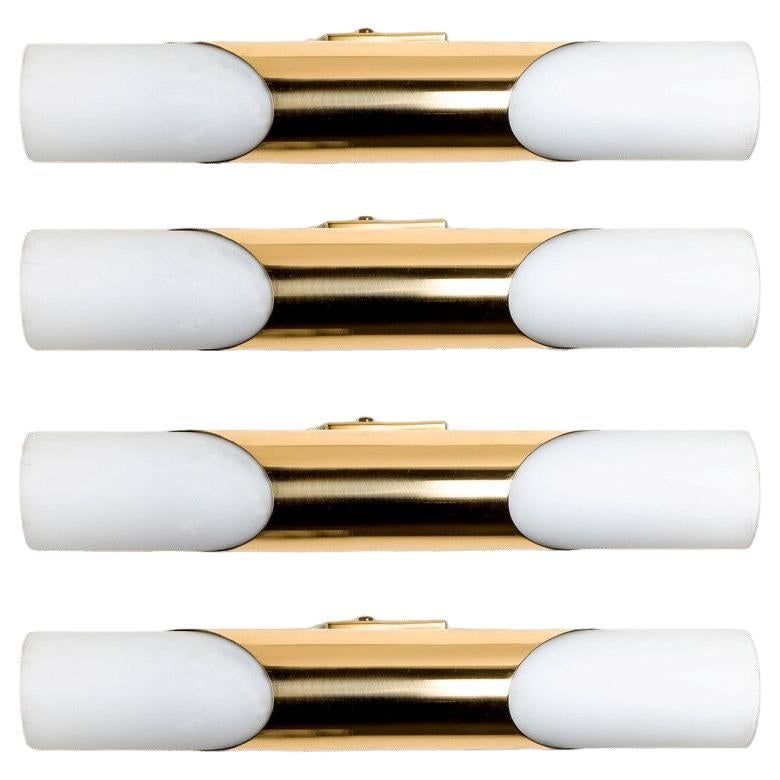 Milkglass and Brass Wall Sconces, 1970s