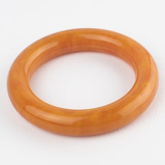 Milky Cantaloupe Marble Bakelite Bracelet Bangle, Extra Thick Wall