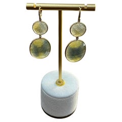 Statement-Ohrringe, Milky Earth Gelber Rutilquarz Diamanten Halo 14K Gold