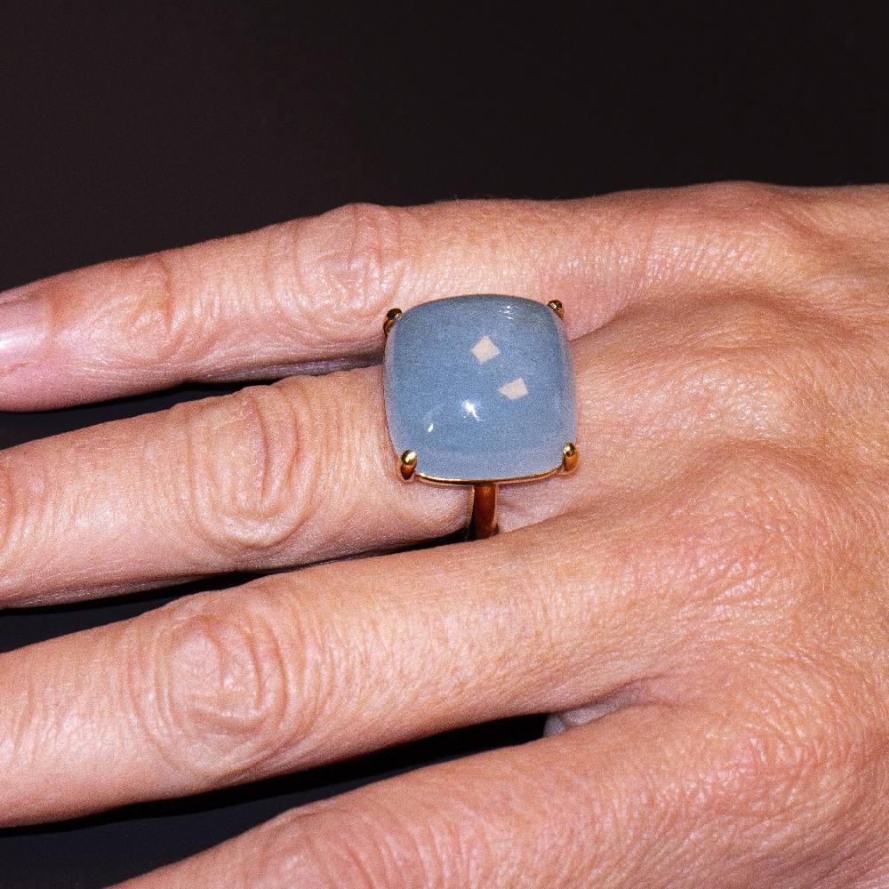 MILKY Ring in Gold and Aquamarine For Sale 2
