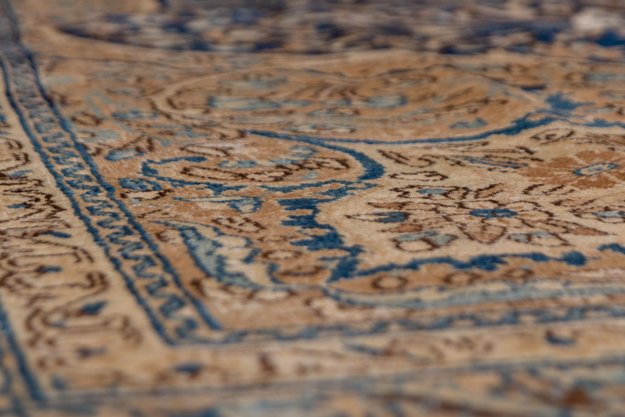 Mid-20th Century Fine Antique Persian Kerman Rug, Washed Gold and Navy Tones, circa 1920s For Sale
