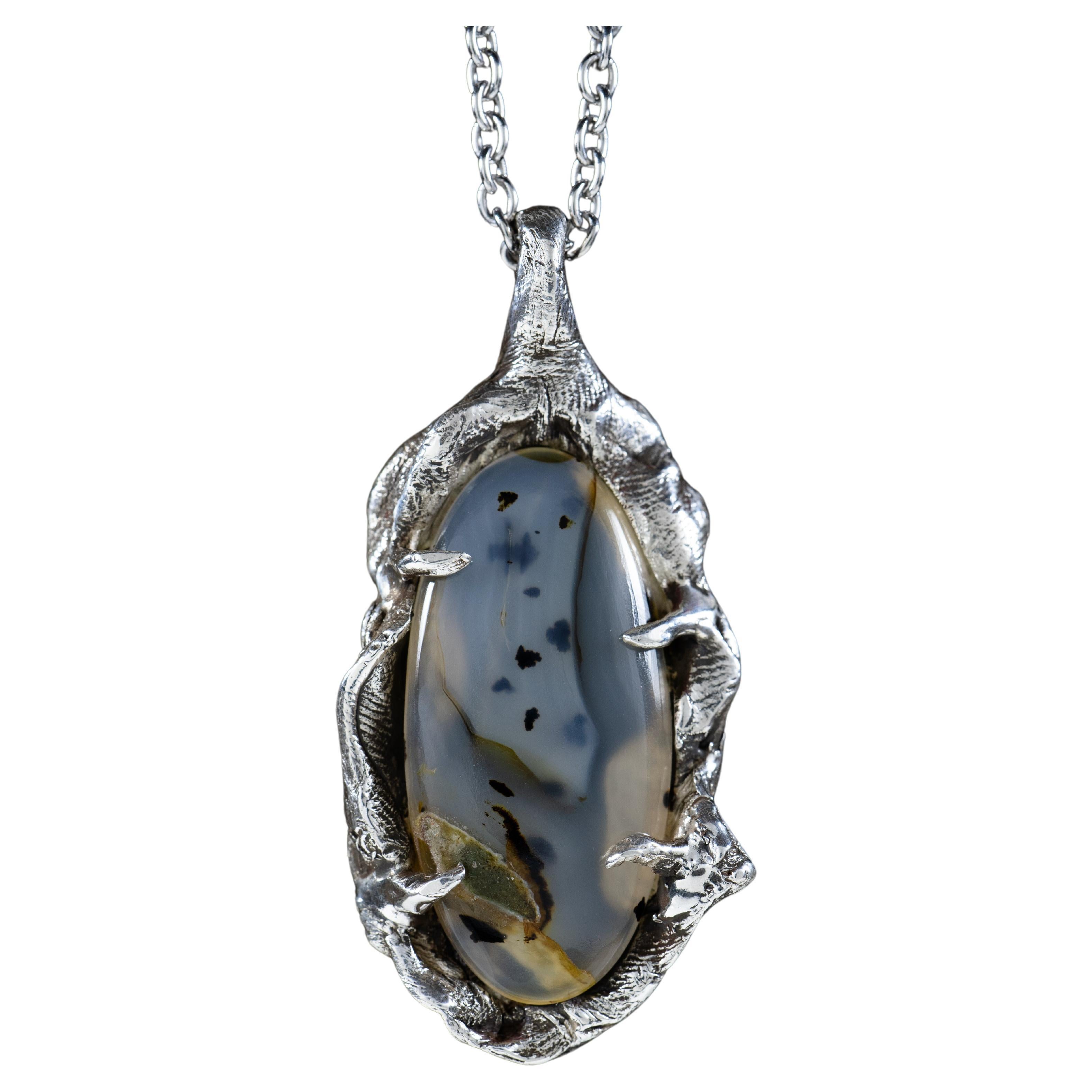 Milky Way (Montana Agate, Sterling Silver Pendant) by Ken Fury For Sale