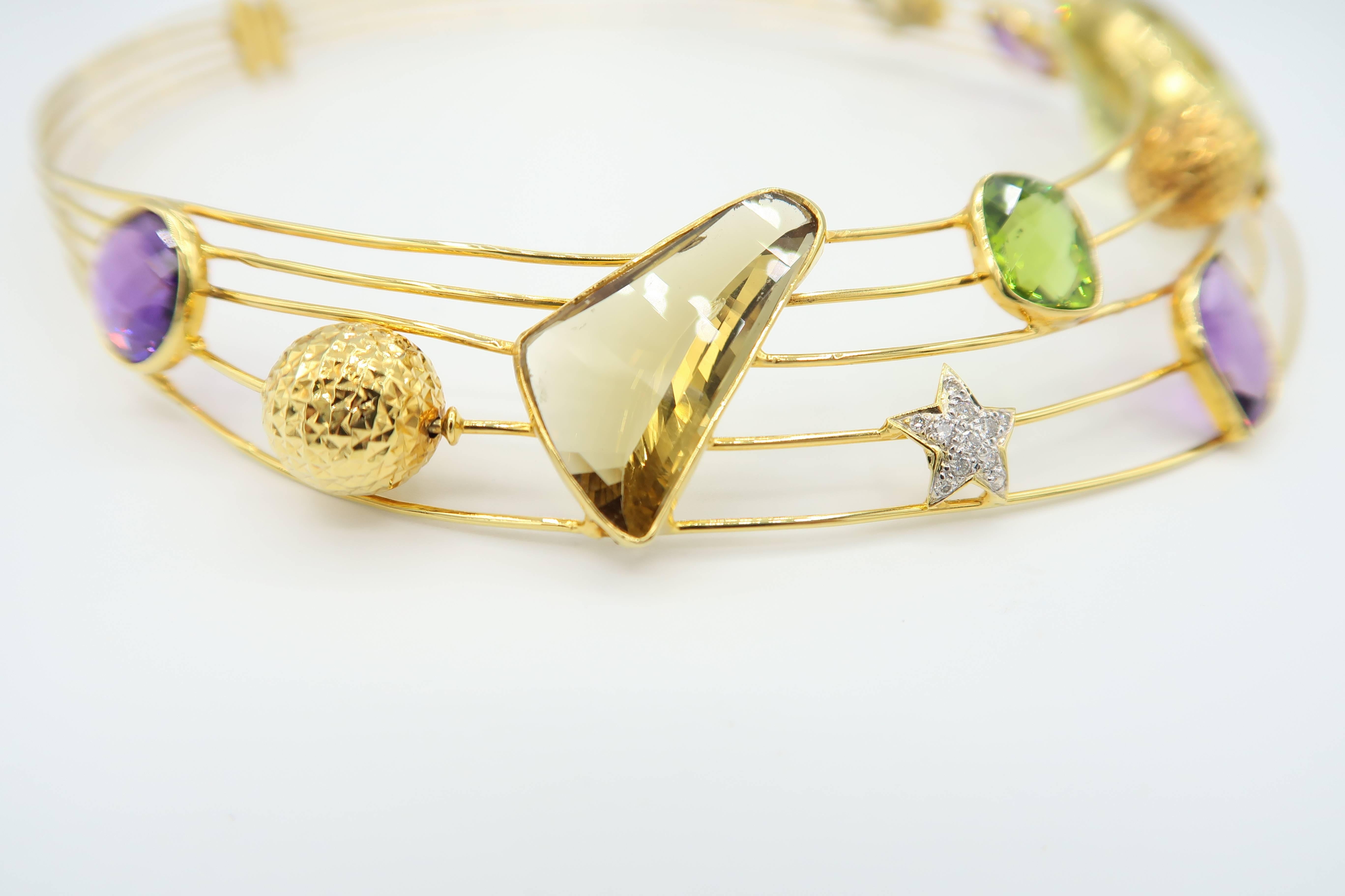 gold wire choker necklace