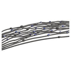 Milky Way Necklace — Curb Link Chains with Cabochon Tanzanites and Skull Details