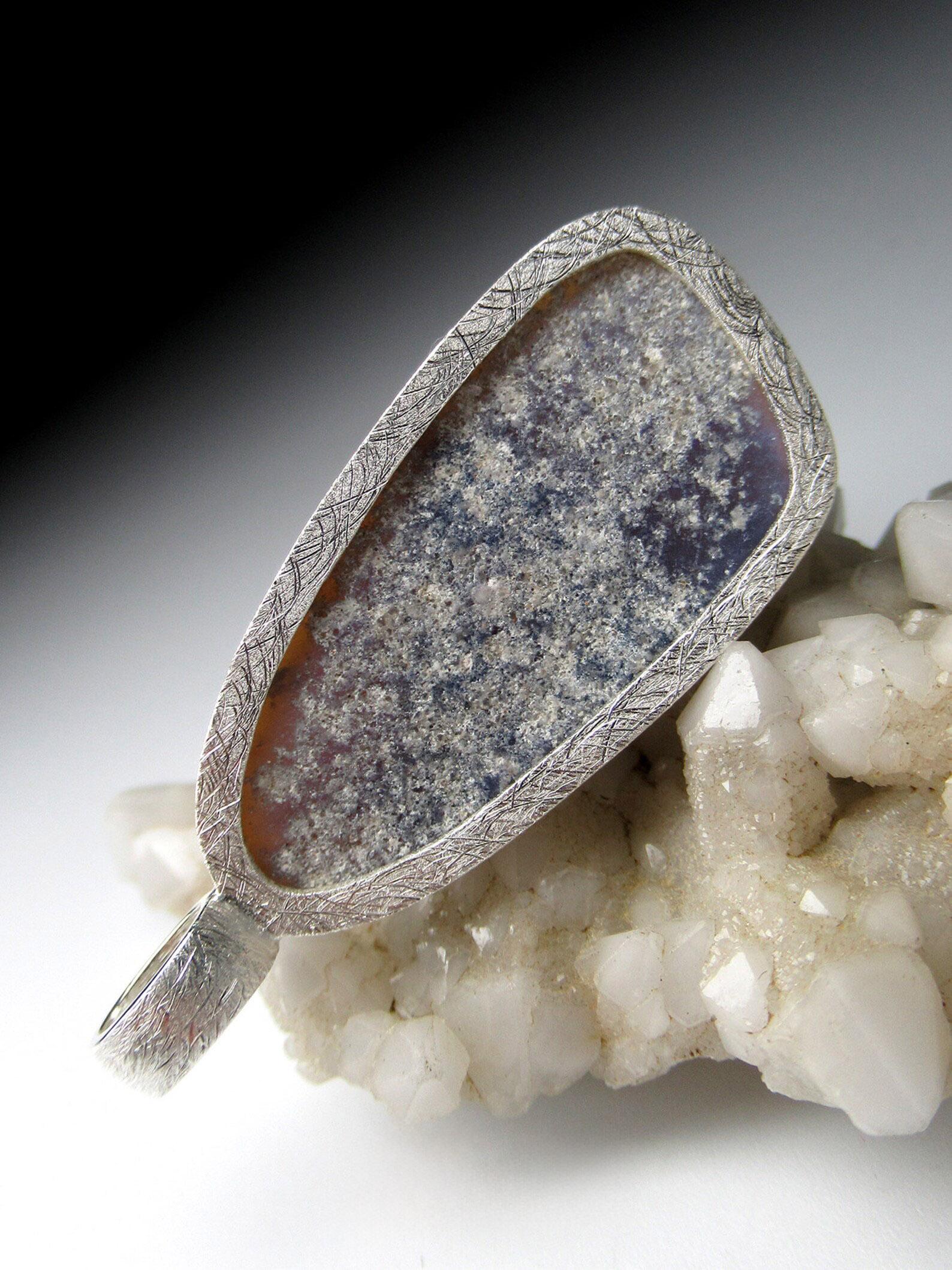 Milky Way Opal Silver Pendant Blue Natural Australian Gemstone Unisex Jewelry  For Sale 4