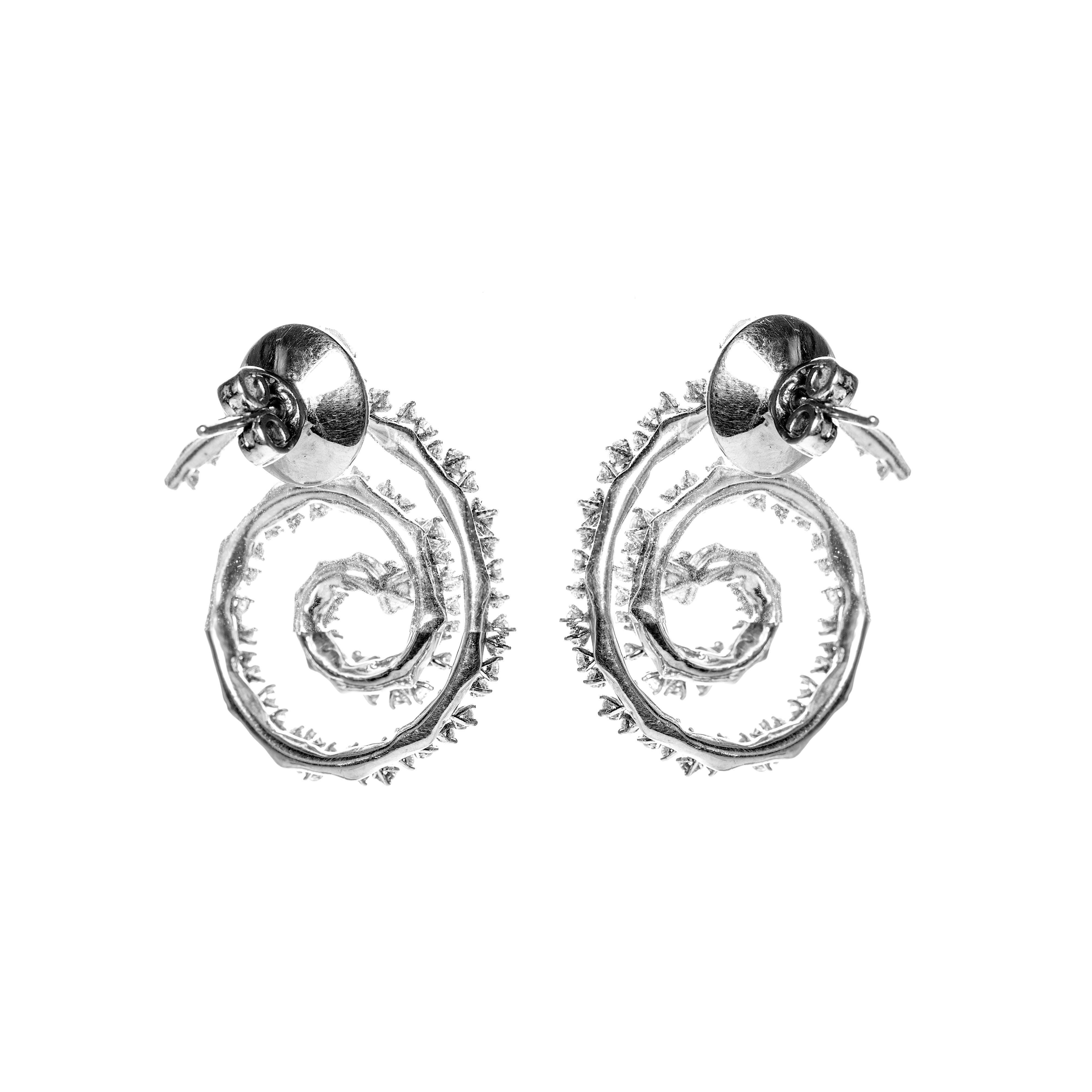 Contemporary Milky Way Spiral Earrings in 18 Karat Gold Set with Diamonds For Sale