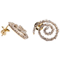 Milky Way Spiral Earrings in 18 Karat Gold Set with Diamonds