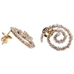 Milky Way Spiral Earrings in 18 Karat Gold Set with Diamonds