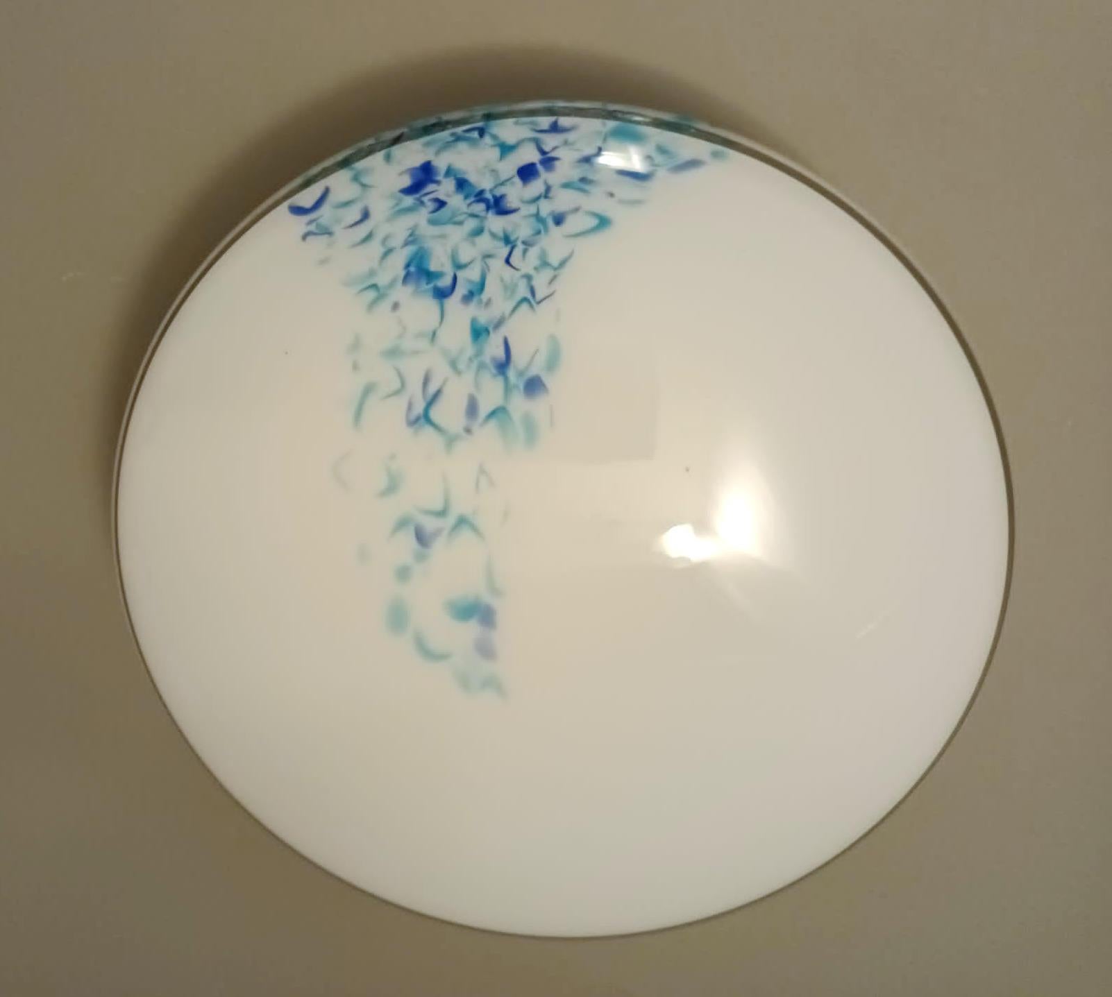 Mid-Century Modern Milky White and Blue Murano Flush Mount / Sconce For Sale