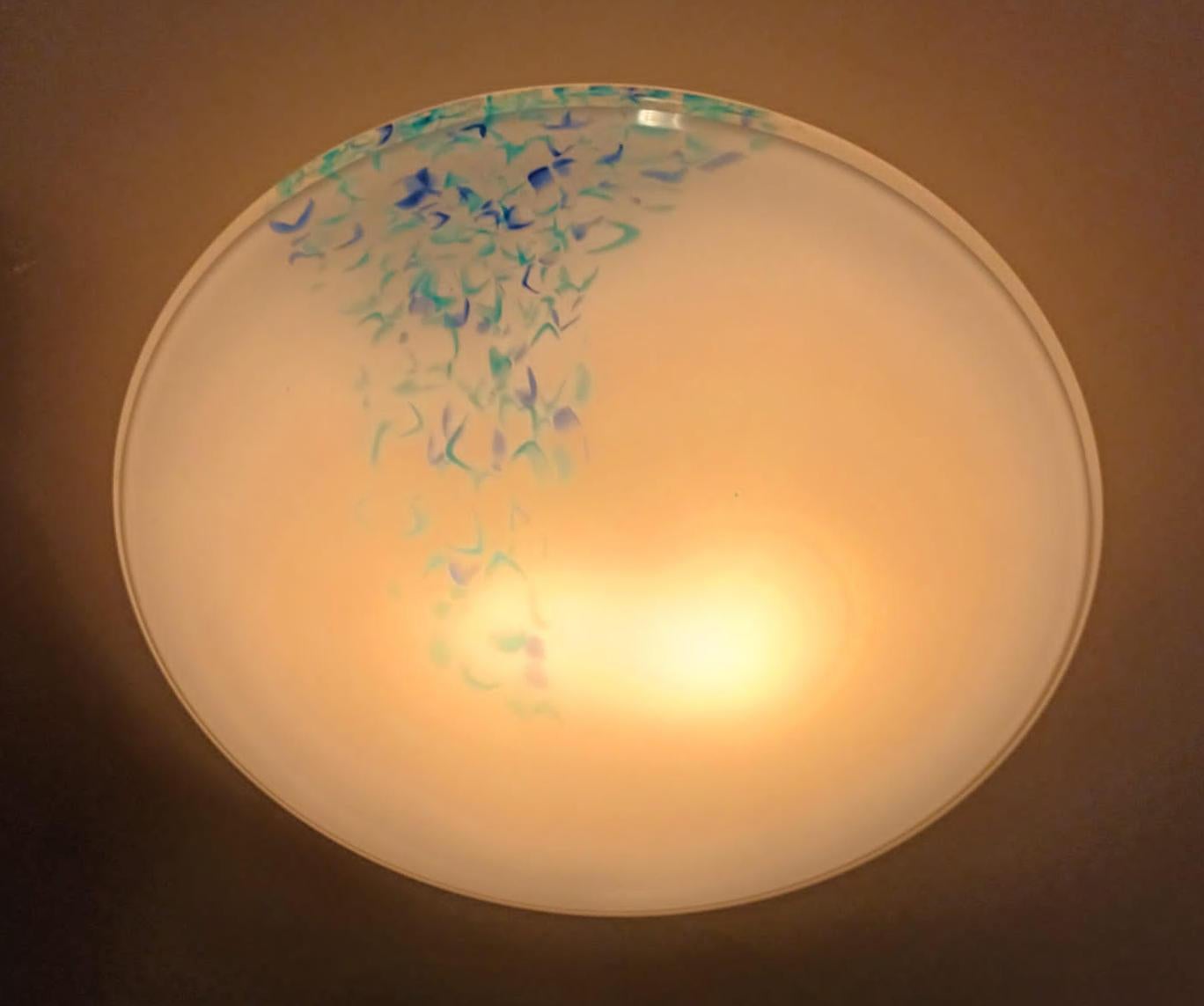 Blown Glass Milky White and Blue Murano Flush Mount / Sconce For Sale